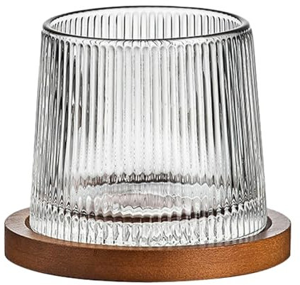 CAPIJIONG Tazza rotante in vetro creativo, per la casa e il soggiorno, bicchiere da whisky, tazza rotante con bordo verticale