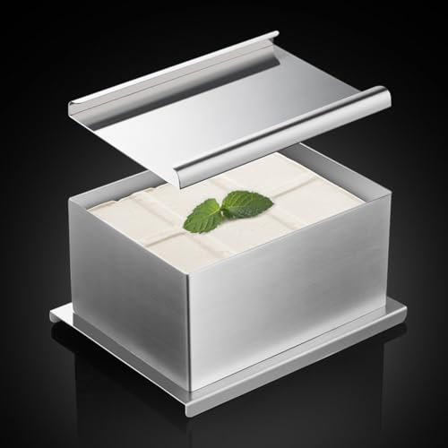 Prensa de tofu de acero inoxidable con paño de queso para cocina, prensa de tofu Mangocore DIY casero Kit de molde de prensado (grande)