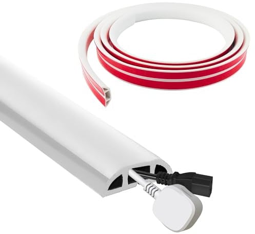 Canalina Passacavi a Pavimento, Organizer Cavi in PVC, con 3 Canali del Cavo, Nascondi Cavi Calpestabile, Canalina Passacavi Adesiva, Coprifili Elettrici per Casa, Ufficio