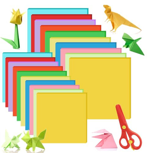 NVIYAM 200 Blatt Buntes Papier Origami Papier Bastelset 15X15cm Und 20x20cm Tonpapier Bunt Blatt Origami Faltpapier Blatt Buntes Origami-Papier für Kinder Blätter Origami Papier Buntpapier zum Basteln