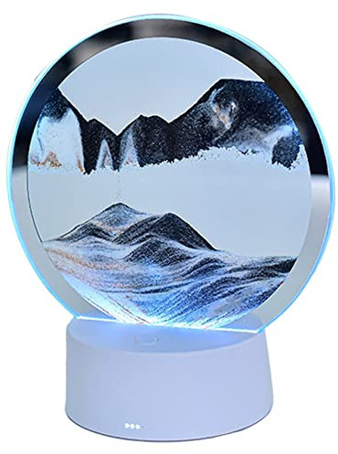 Lampe de Table de Peinture au Sable, Sablier 3D en Verre Rond Paysage de Sable de la Mer Profonde en Mouvement pour Chambre à Coucher, Chambre D'hôtel, Décoration de Bureau