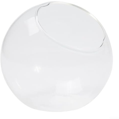Emiif Terrario in vetro oblato con foro, micro vaso paesaggistico per piante grasse, idroponiche, piante aeree (8cm)