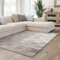 Interiyou Teppich Wohnzimmer Cannes - 200x300 cm Grau - Für Schlafzimmer, Esszimmer, Kinderzimmer - Kurzflorteppich skandinavisches Boho Muster - Hoch-Tief Effekt - Flach mit Geometrischem Muster