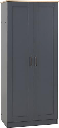 Seconique Portland 2 Door Wardrobe in Grey/Oak Effect