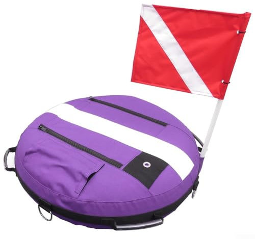 Freediving Buoy, Scuba Diving Training Buoy Freediving Flag Float Marker Inflatable Dive FlagBuoy, for Instructor/Freediving/Scuba Diving/Beach Diving(Purple)