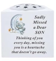 Memorial Bear On Moon Resin Rose Bowl Vase Pot With Silver Lid David Fischhoff (Son)