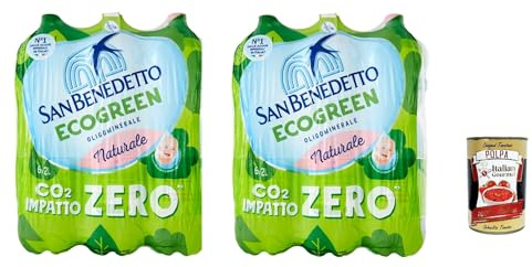 Italian Gourmet Acqua Minerale Naturale Stilles Ecogreen Wasser 12 x 1L | Gusto neutro e puro per pasti; ohne Kohlensäure, praktisch für Familie, Büro, Gesamtnettogewicht 12 L + Kostenlos Polpa 400g