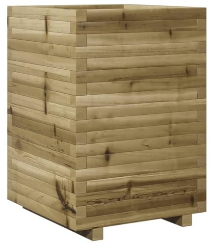 vidaXL Garden Planter - Outdoor Flower Box, Impregnated Pine Wood - Square Shape, 50 x 50 x 72 cm - Ideal for Gardens, Balconies and Patios
