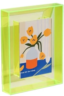 MEIBAOGE Miebaoge Fotorahmen, Acryl-Fotohalter für Tischplatte oder Desktop-Display, unterstützt horizontal, vertikal, klar, wie Bilder, fluoreszierendes Grün