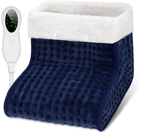 Biutee Fußwärmer Elektrisch, Fusswärmer,Heizdecke Füße 30-60℃ mit 10 Temperaturstufen und Abschaltautomatik,Überhitzungsschutz,Fuß Wärmer mit Waschbares Innenfutter,Schnelle Erwärmun,Marineblau