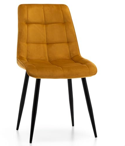 NEW HOME Stuhl Chic Gepolstert Gesteppt Samt – Samtstoff – Moderner Stil – Ergonomische Rückenlehne – Bequem – Stühle für Schlafzimmer – Esszimmer – Möbel für Küche und Wohnzimmer