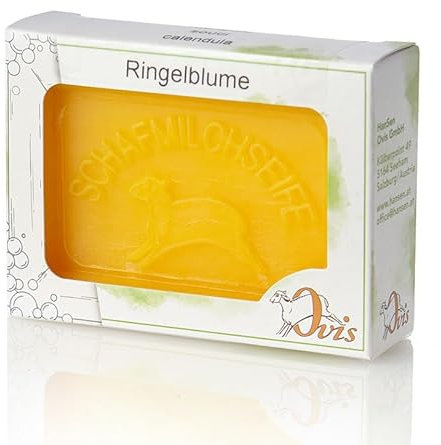Schafmilchseife Ovis Verpackt 100g Ringelblume Naturseife Seife Schafmilch Ohne Zusätze Empfindliche Haut Reinigung und Pflege