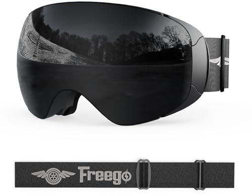 Rahmenlose Skibrille für Erwachsene, Weitsichtscheibe UV400 Anti-Fog, Schneebrille für Männer Frauen