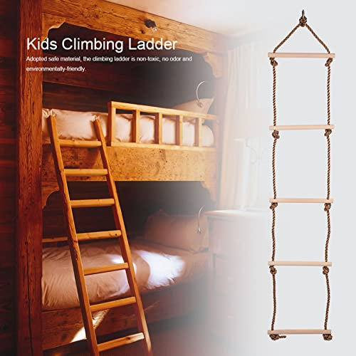 Kids Climbing Swing Rope Ladder for Garden Play Safe Wood Balance Exercise