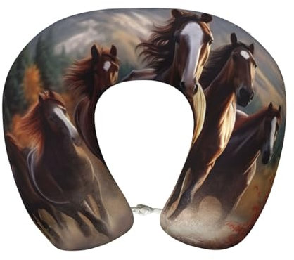 STVYUKL Pferde Reisekissen Nackenstütze, weich, bequem, Memory-Schaum, Reise-Nackenkissen, U-förmiges Schlafkissen, Reisezubehör für Flugzeug, Auto und Büro