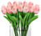 LWuuywa Tulpen Künstlich Wie Echt, Latex Real Touch Fake Tulpen Blumen Wedding Bouquet Kunstblumen Tulpen für Hochzeitszimmer Home Hotel Party Heimdekoration (24, Hellrosa)