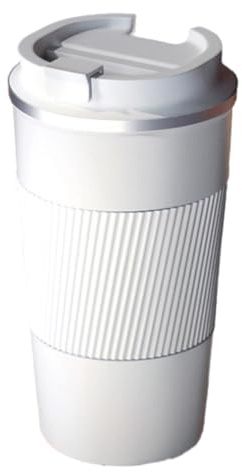 18oz Vacuum Insulated Ceramic Lined Travel Mug - Leak-Proof Stainless Steel Coffee Cup with Silicone Grip, Perfect for Hot & Cold Drinks (White)