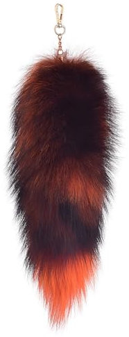 GreatRise Kunstfell Fuchsschwanz Anhänger Flauschiger Foxtail Anhänger Extra Groß Schwanz Schlüsselanhänger Tasche Zubehör Auto Schlüsselkette für Handtasche Rucksack Orange