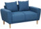 HOMCOM Zweisitzer Sofa mit 2 Kissen, Polstersofa mit 51cm extra tiefen Sitzen, Doppelsofa aus Samt, klein Sofa mit Holzrahmen 2er Couch für Wohnzimmer Schlafzimmer Büro, 133 x 73 x 81 cm, Blau