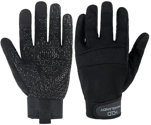 HLDD HANDLANDY UltraLight Safety Work Gloves, Men Utility Work Gloves, MultiFunctional Mechanic Gardening Construction DIY Glove with Touchscreen (Black, L)
