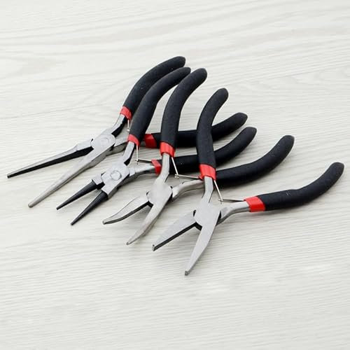 6 pièces mini set de pinces avec sac, contient des pinces pointues et rondes, arc et fil d'acier, pour bricoleurs et enseignants