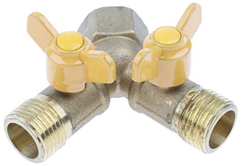 Brass Two Way Natural Gas Pipe Splitter Connector Adapter Valve with Plastic Handle for 20mm Hose