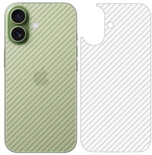 GIOPUEY Rückseite Folie Kompatibel mit iPhone 17, [4 Stück] 0.1mm Ultradünn Carbon Muster Rückseite Folie, Kratzfest Anti Fingerabdruck rutschfest