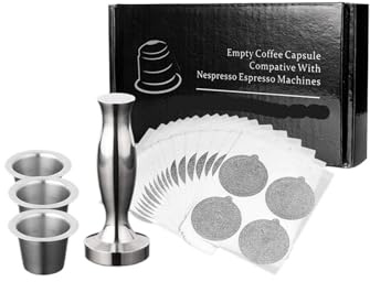 Capsule Di Caffè Riutilizzabili In Acciaio Inossidabile, Filtro For Tazza Ricaricabile, Compatibile Con Nespresso, Macchine For Caffè Espresso(3 Pods 1 Tamper)