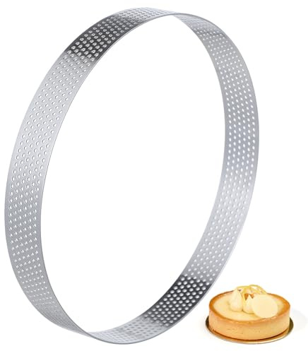 TOYANDONA Moule à Tarte Perforé Rond en Acier Inoxydable Antiadhésif Facile à Nettoyer pour Tartes et Quiches Cuisson Quotidienne et Desserts de Banquet