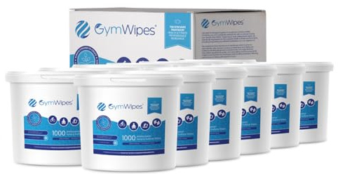 Gym Wipes - 12,000 Heavy-Duty Antibacterial Wipes in Bucket Dispenser (12 x 1000 Wipe Buckets) - Eliminates 99.9% of Germs - Perfect for Gyms, Fitness Studios, Health Clubs, Offices & Homes