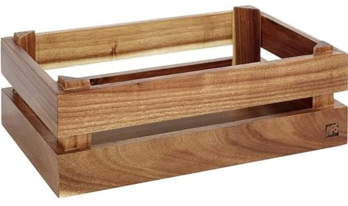 APS Holzbox -SUPERBOX-, Holzkiste, Weinkiste, Buffetbox, Dekoholzbox, Aufbewahrungskiste, Möbelkiste, 29 x 18,5 cm, H: 10,5 cm, Akazienholz, passend zu GN 1/4