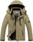 Memoryee Herren Ski Jacke Warmer Gefüttert Winter Fleece Mantel Wasserdichter mit Abnehmbarer Kapuze Outdoorjacke/Light color/XL