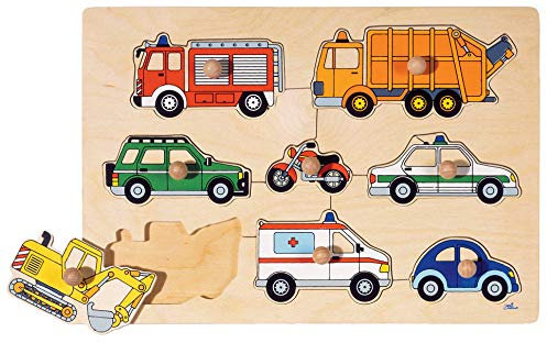 Puzzle aus Holz Steckpuzzle Verkehrsmittel von goki 8 Teile