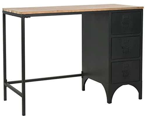 vidaXL Schreibtisch mit 3 Schubladen Massivholz Stahl Computertisch Bürotisch