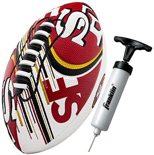 Franklin Sports NFL San Francisco 49ers Football - Youth Mini Football - 8.5 Junior Size Ball - SPACELACE Easy Grip Texture- Perfect for Kids