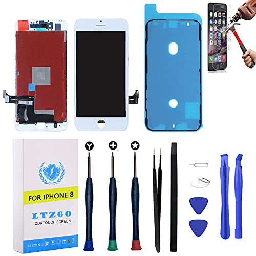 LTZGO Pantalla Táctil Compatible con iPhone 8 y iPhone SE (2020) LCD Display Reemplazo Blanco Digitalizador Táctil Vidrio con Herramientas, Adhesivo,Cristal Templado