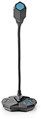 Nedis Desktop-Gaming-Mikrofon - 3,5-mm-Stereo-Audio-Stecker - USB - Schwanenhals - Stummschalttaste - Plastic/Metall - Schwarz/Blau