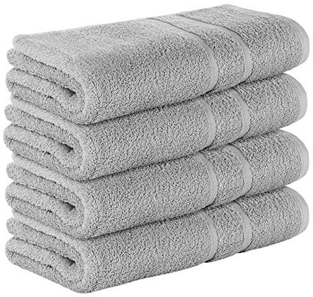 StickandShine 4er SET Premium Frottee Duschtuch 70x140 cm in hellgrau in 500g/m² aus 100% Baumwolle