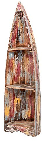 LEBENSwohnART Bootsregal Bali Albasia ca. H150cm Jungle Holzregal Bücherregal Eckregal Regal
