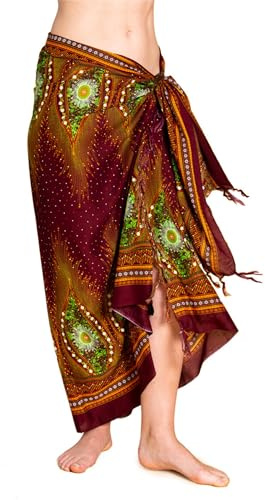 PANASIAM Sarong Tuch - Gr. L-XXL Pareo Tuch Peacock - für Damen & Herren | Lunghi, weiche Viskose, als leichter Strandrock, Wickelkleid, Strandtuch, Bikini Cover-up oder Wandbehang, Print-Design