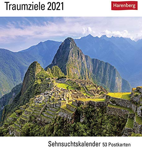 Sehnsuchtskalender Traumziele - Kalender 2021 - Harenberg-Verlag - Postkartenkalender mit 53 heraustrennbaren Postkarten - 15,8 cm x 18 cm