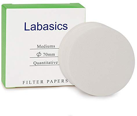 Labasics Cerchi di Carta da Filtrante Quantitativi, Carta da Filtro in Diametro di 70 mm con Velocità di Filtrazione Media di Trattenimento Delle Particelle da 20 Micron, Confezione da 100