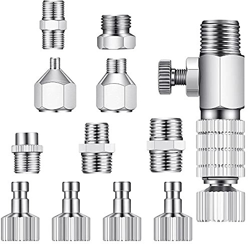 13 Pieces Airbrush Adapter Set, Including Airbrush Adapter Kit Quick Release Disconnect Fitting Connector Set for Air Compressor and Hose