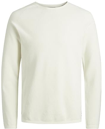 Jack & Jones Men's Jjehill Knit Crew Neck Noos Sweater, Cloud Dancer, M UK