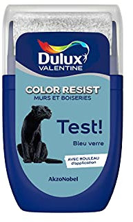 Dulux Valentine Peinture Color Resist - Murs et Boiseries - Mat - Testeur Couleur Bleu Verre 30 ml 5356283