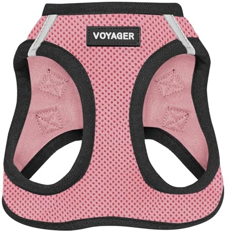 Voyager Step-In Air Hundegeschirr by Best Pet Supplies - All Weather Mesh Step in Vest Harness für kleine und mittlere Hunde, Rosa / Schwarzer Rand, size XL - Brust 52-58 cm