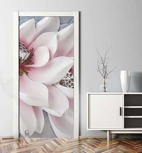 MyMaxxi - Tür bekleben mit Türtapete Türposter Türfolie Selbstklebend 90x200 Blüte rosa - Tür verschönern Türaufkleber Türklebefolie Blume blühen rosa