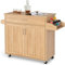 COSTWAY Dessert de Cuisine à roulettes Verrouillables, Ilot Central Cuisine Étagère Réglable sur 3 Niveaux, Grand Placard, Tiroir, Porte-épices et Porte-Serviettes, 40 x 116 x 85 cm (Naturel)