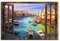 Kunstgestalten24 Aludibond Bild Venedig Fensterblick Wandbild Kunstdruck Raum- u. Wanddekoration Übergrößen