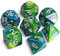 QMAY DND Dice Polyedrisches Würfel Set - 7 Stück für Dungeon und Dragons MTG RPG D&D D20, D12, D10, D%, D8, D6, D4 (Blau und Grün)